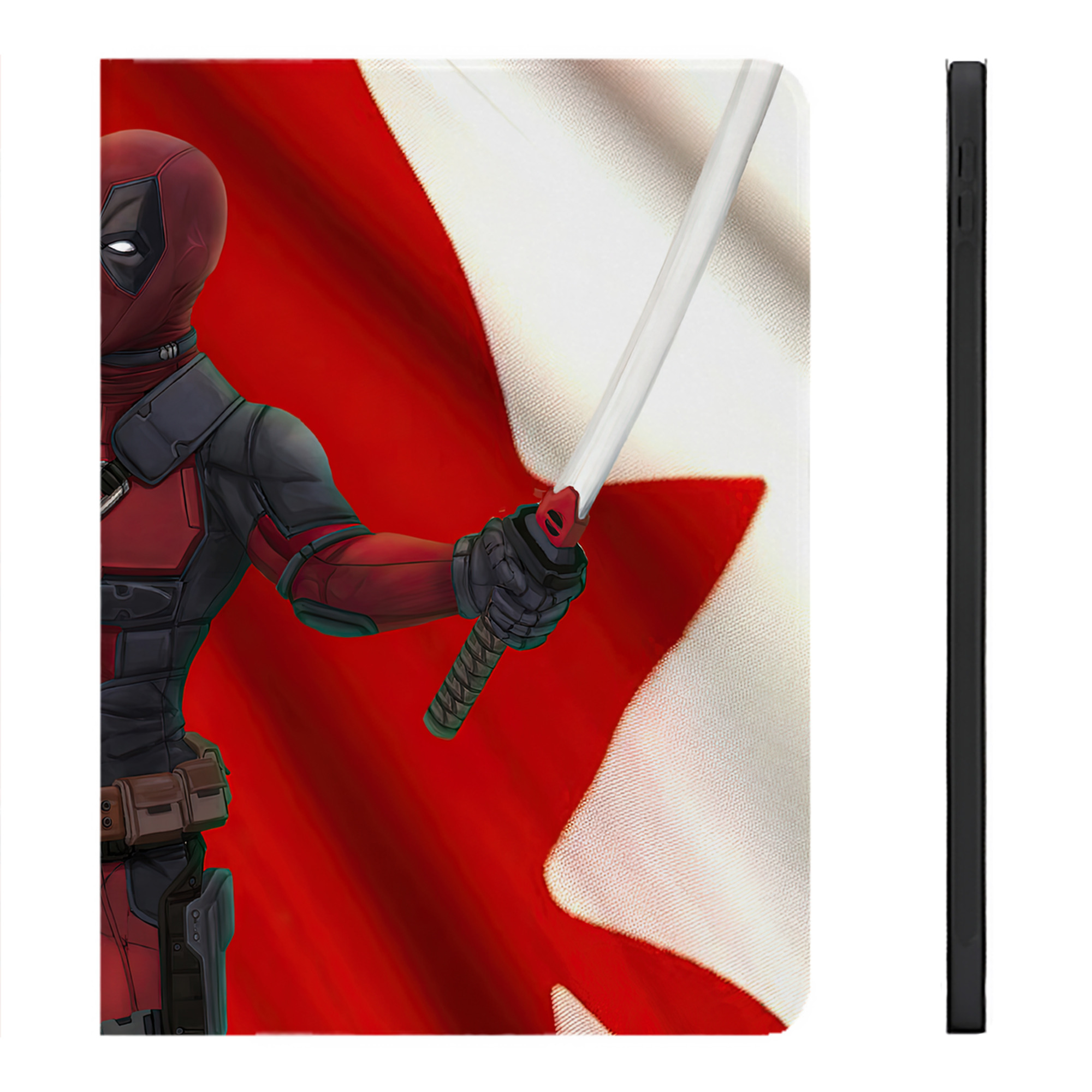 （画像用） Deadpool デッドプール IPadケース ペンホルダー付き ブックスタイルデザイン